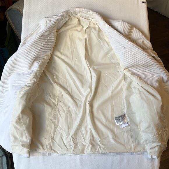 H&M Women Blazer US 2 White Striped Corduroy Double Breasted Button Long Sleeve - Picture 9 of 10